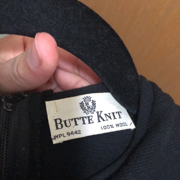 Black Butte Knit Vintage 1960s Jackie O Style Dress - Picture 3 of 6